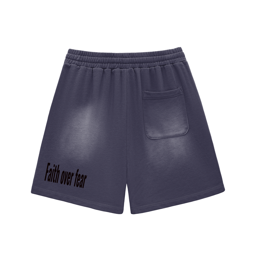 Sun Fade Raw Edge Cotton Shorts
